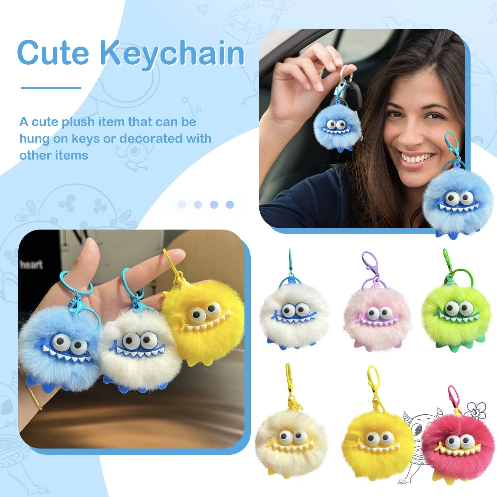 Cute Plush Keychain Cartoon Toy Pendant Keyring For Women Bag Ornament Car Key Chain Lovely Girls Gifts Accessories