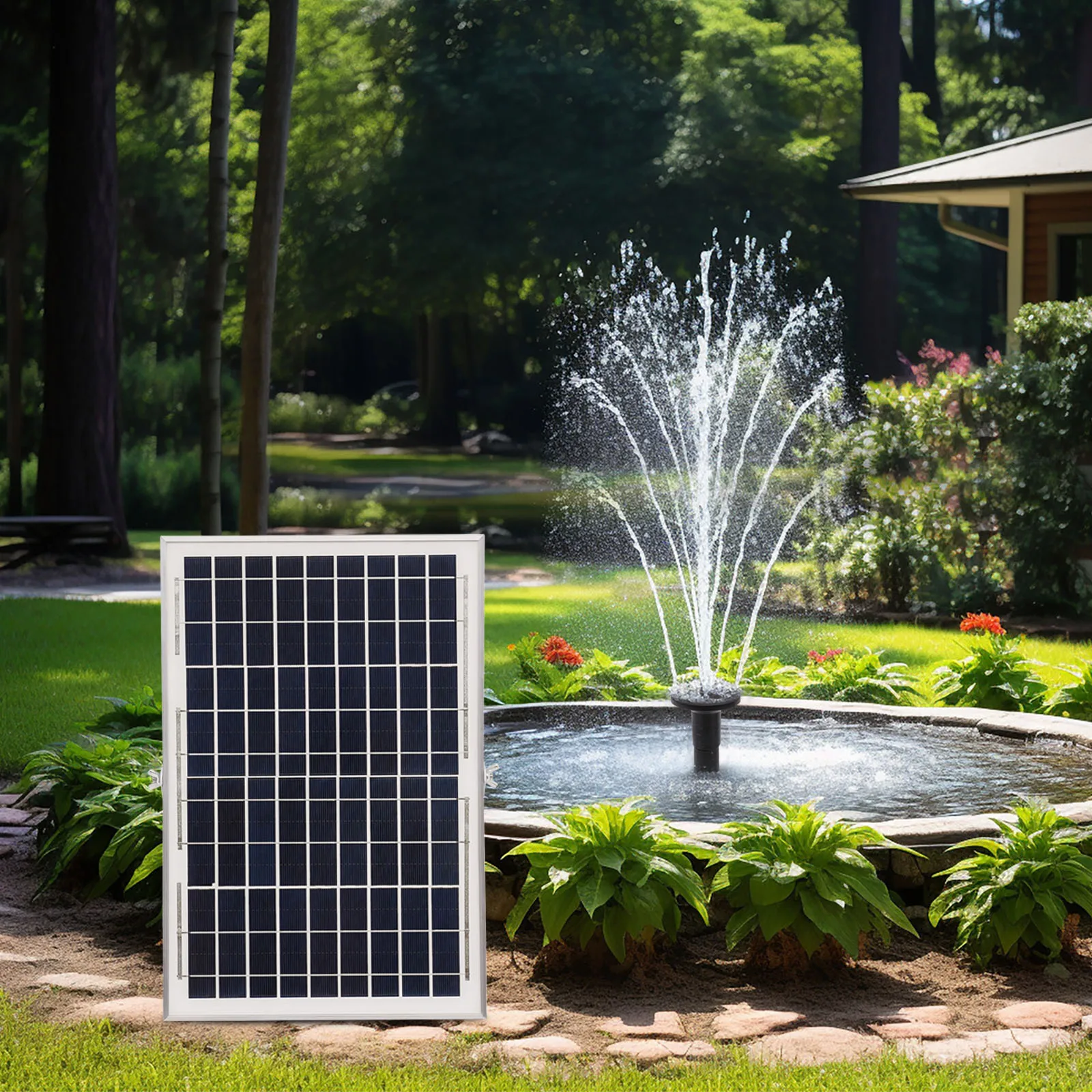 1000L/H Garden Fountain, Solar Panel Powered Water Pump, Garden Pool Pond Fish Aquarium Fountain