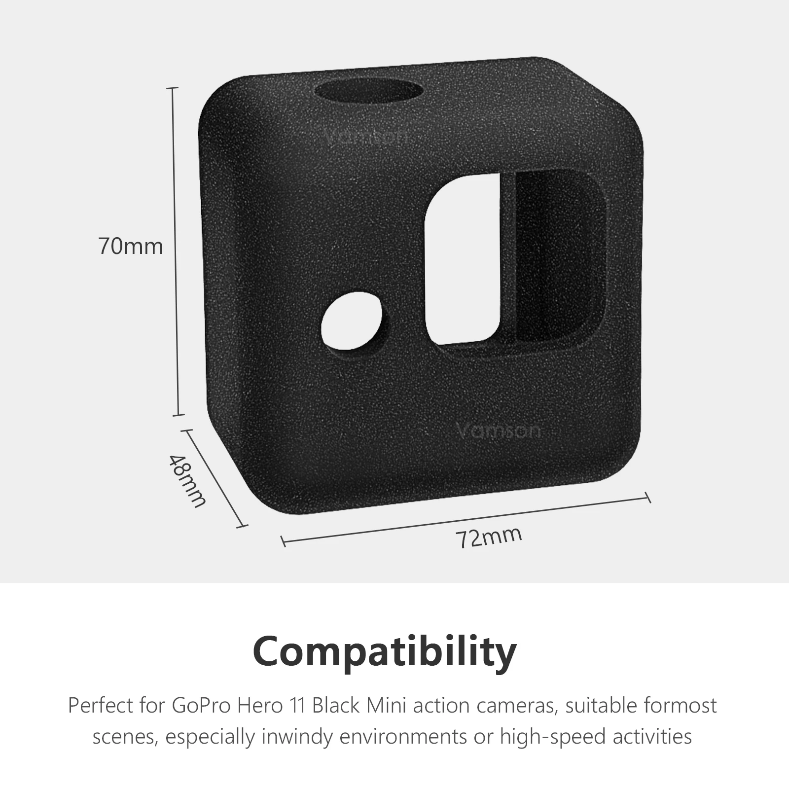 Vamson windschutz scheibe schwamm schaum etui für gopro hero 11 schwarz mini action kamera wind geräusch reduzierung abdeckung für go pro zubehör