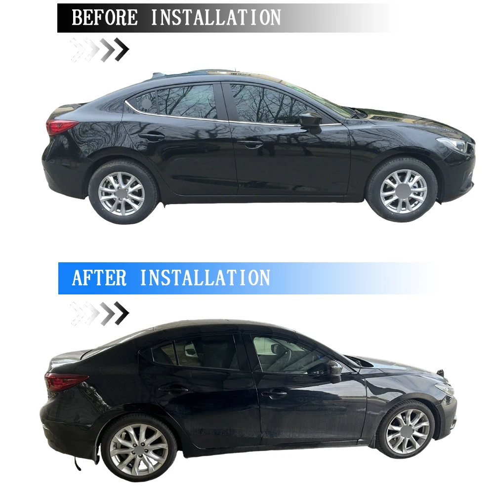 Glossy Black Chrome Delete Sticker For Mazda 3 Axela 2014-2018 sedan Car Window Exterior Trimy