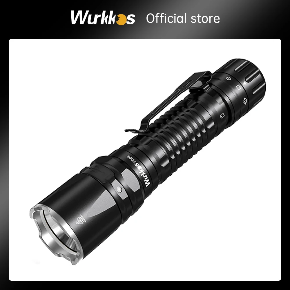 Wurkkos TD03 18650 latarka taktyczna SFT40 USB-C 1800lm przełącznik obrotowy latarka 353M IP68 EDC samoobrona