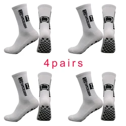 4Pairs/Lot 2023 New ANTI SLIP Tapedesign Football Socks Mid Calf Non-Slip Soccer Sport Cycling Sports Mens Sock EU38-45