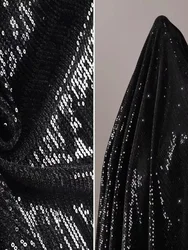 Sequin Fabric Black Knitted Velvet Fashion Design Dress Pants Top Wholesale Cloth Diy Apaprel Sewing Fabric Material