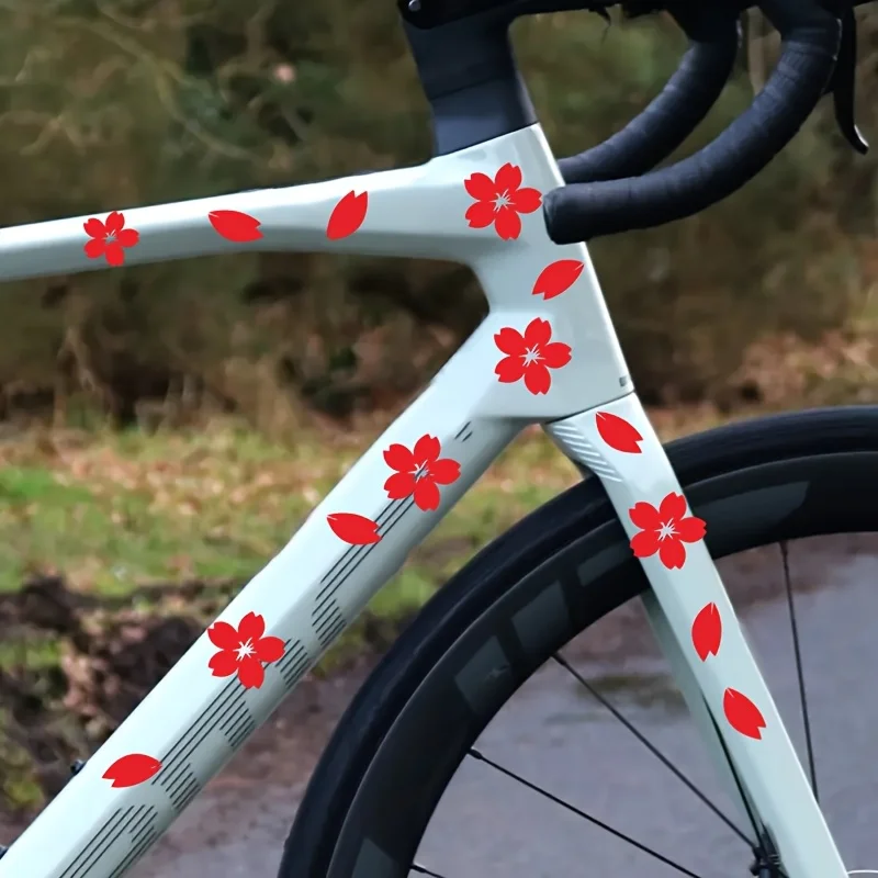 2PCS/SET Sakura Cherry Blossom Sticker Waterproof Vinyl Decal for Bike Motorcycle Car, Multicolor Floral Petal Decor