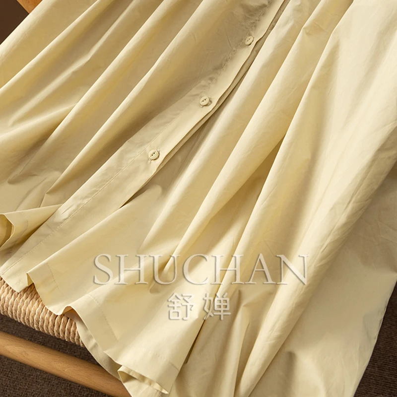 Elegancka cienka wysokiej jakości 60 szt. Czystej bawełny koszula z elastyczną talią sukienka damska 5W41 Vestidos De Verano Mujer 2025