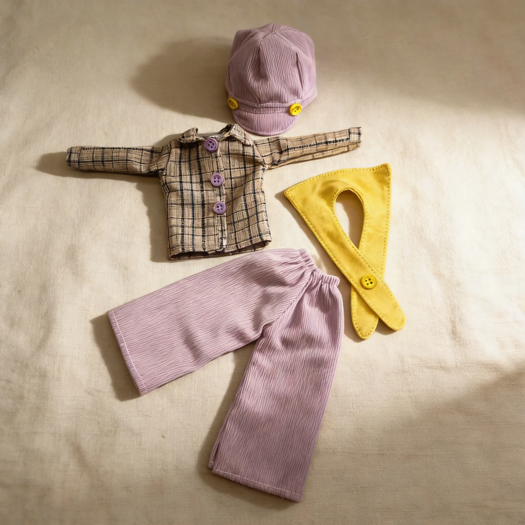 

Vintage Academia Style 1/6 BJD Outfit for 30cm Doll Plaid Shirt Striped Vest Bow Tie Complete School Uniform Fashion