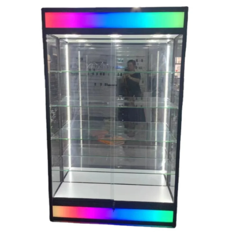 

custom.Factory custom RGB lights glass display cases store showcase