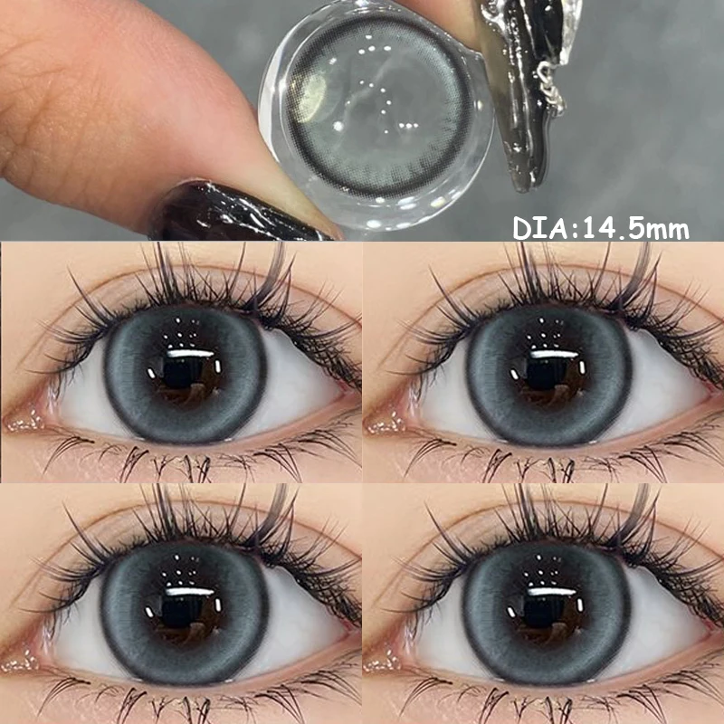 YIMEIXI 2-Piece Hot Selling Korea Color Contact Lenses blue Beautiful Pupil Soft Lenses Diopters Myopia Degree 0 to-8.00