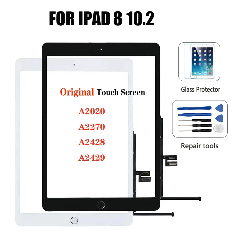 Original For iPad 8 8th Gen 2020 A2270 A2428 A2429 Tablet 10.2 LCD Touch Screen  Front Glass Display Touch Panel Replacement