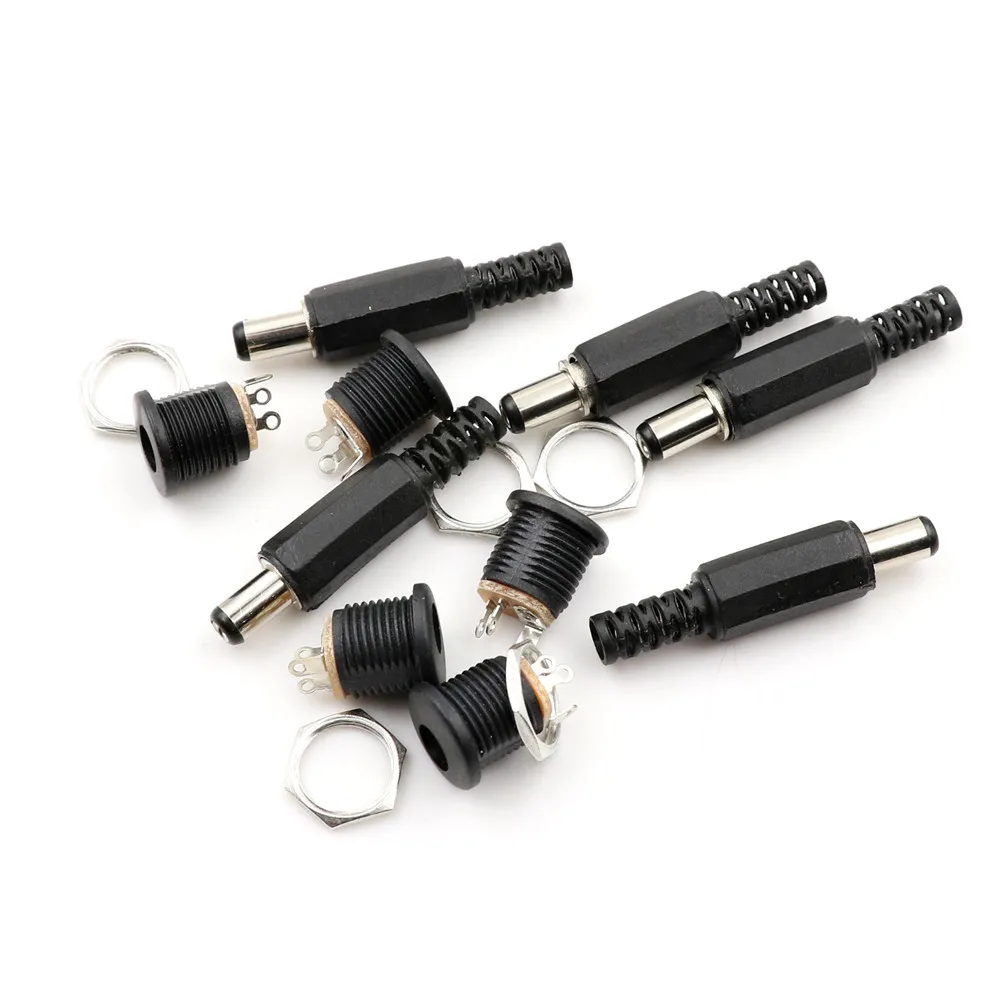 10 pz 5.5mm x 2.1mm maschio DC spina di alimentazione connettore vite blocco femmina presa del pannello