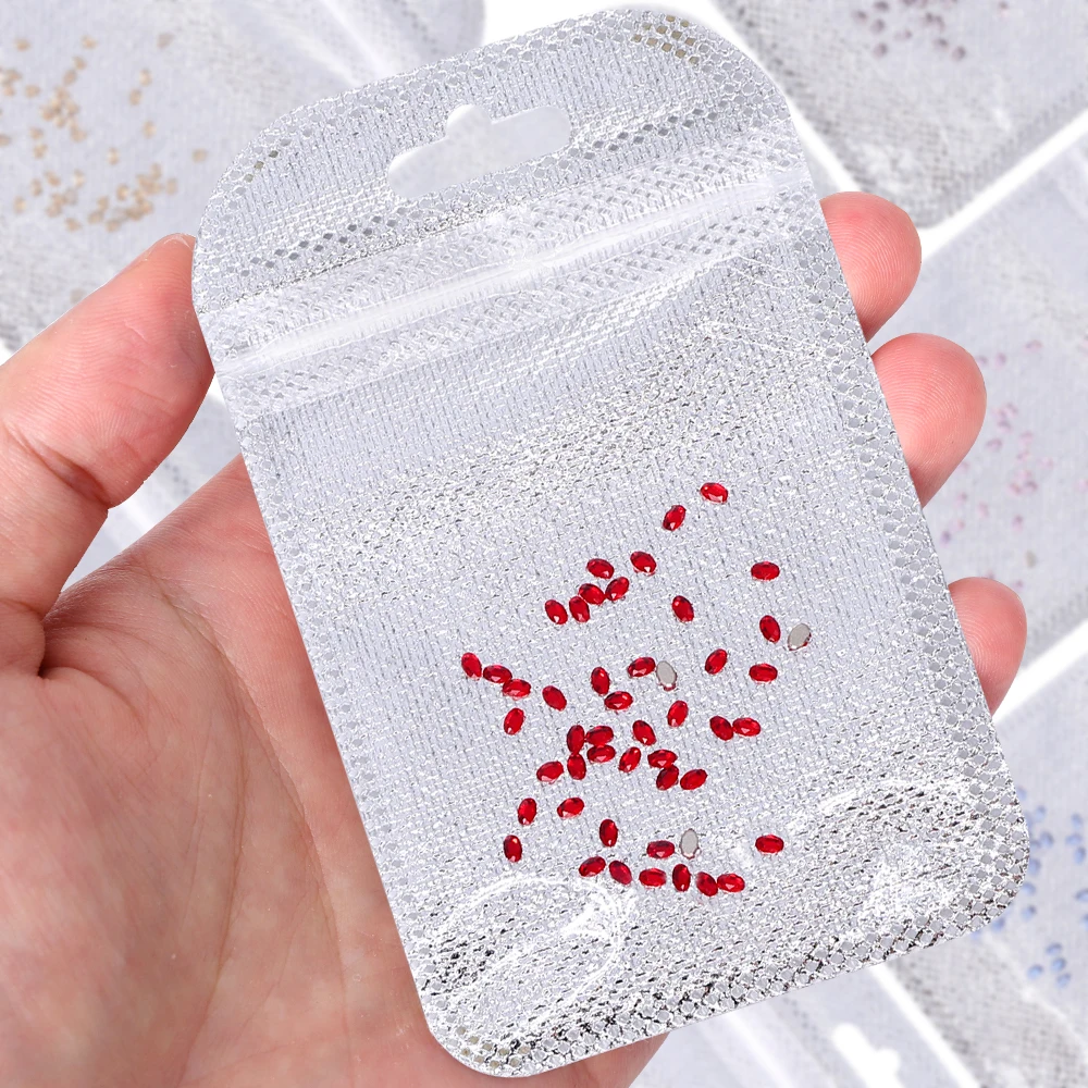 50 ชิ้น คริสตัลรูปไข่แบบแบน ประดับเล็บ วิบวับ หรูหรา อุปกรณ์ตกแต่งเล็บ เพชรประดับเล็บ จี้แก้ว คริสตัล