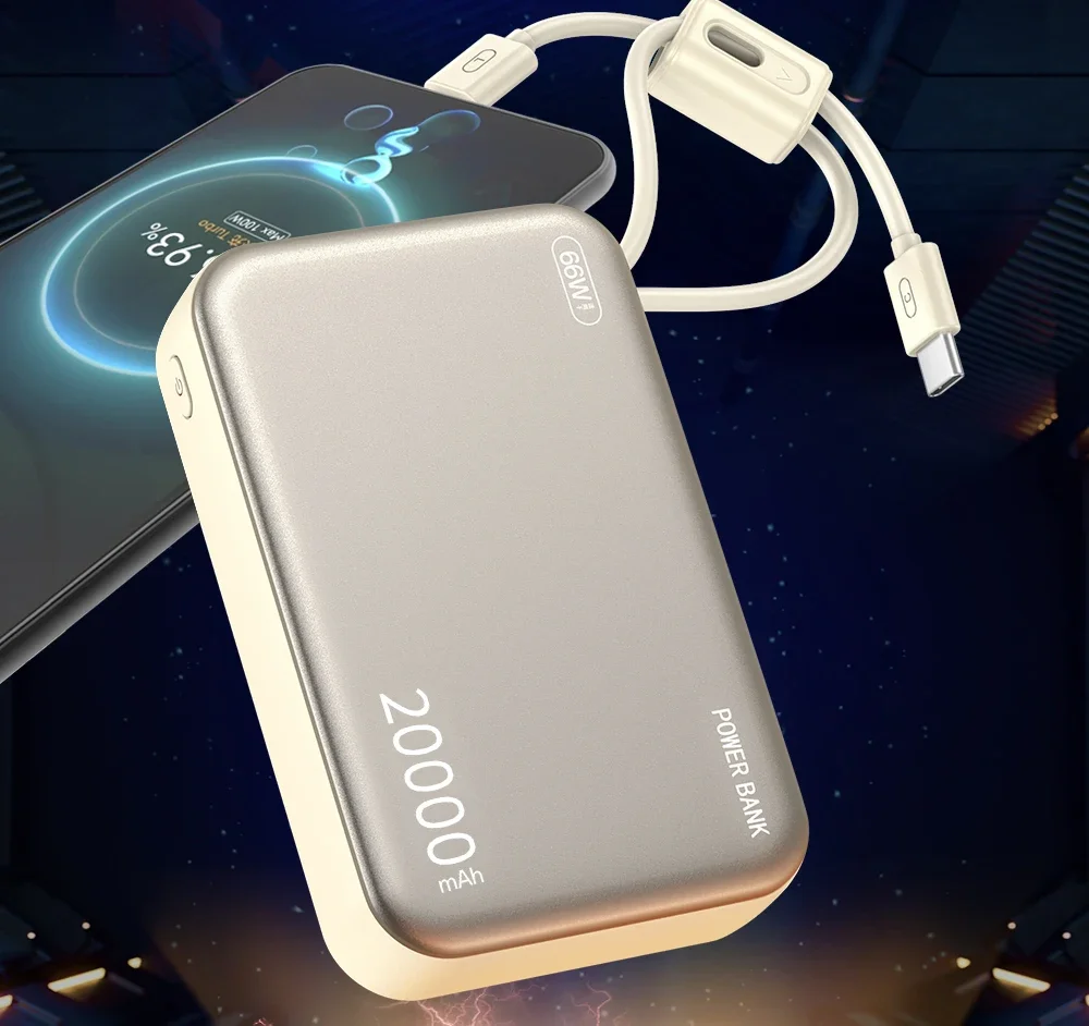 حار 20000 مللي أمبير قوة البنك 66 واط شحن سريع المدمج في كابلات Powerbank آيفون Xiaomi هواوي سامسونج بطارية احتياطية خارجية #5
