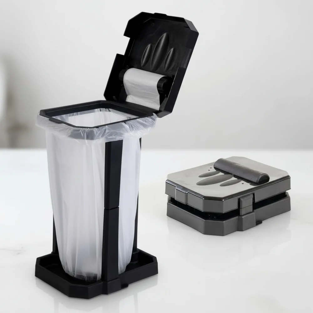 

Collapsible Trash Bag Holder with Reinforced Legs & Inner Storage, Portable Outdoor Waste Bin for Camping RV Picnic Home