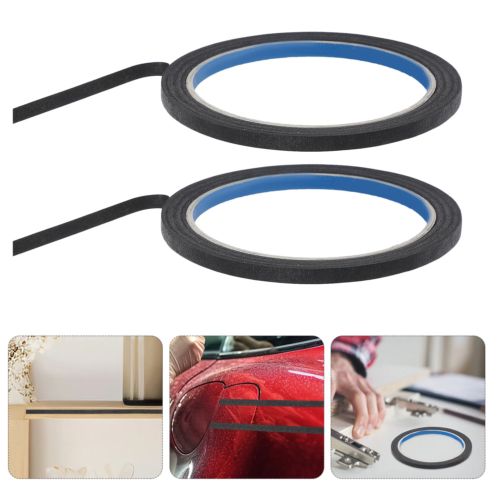 10 Rolls Black Masking Tape High Temperature Resistant Strong Adhesive for Automotive Painting DIY Crafts Painting Projects Tape