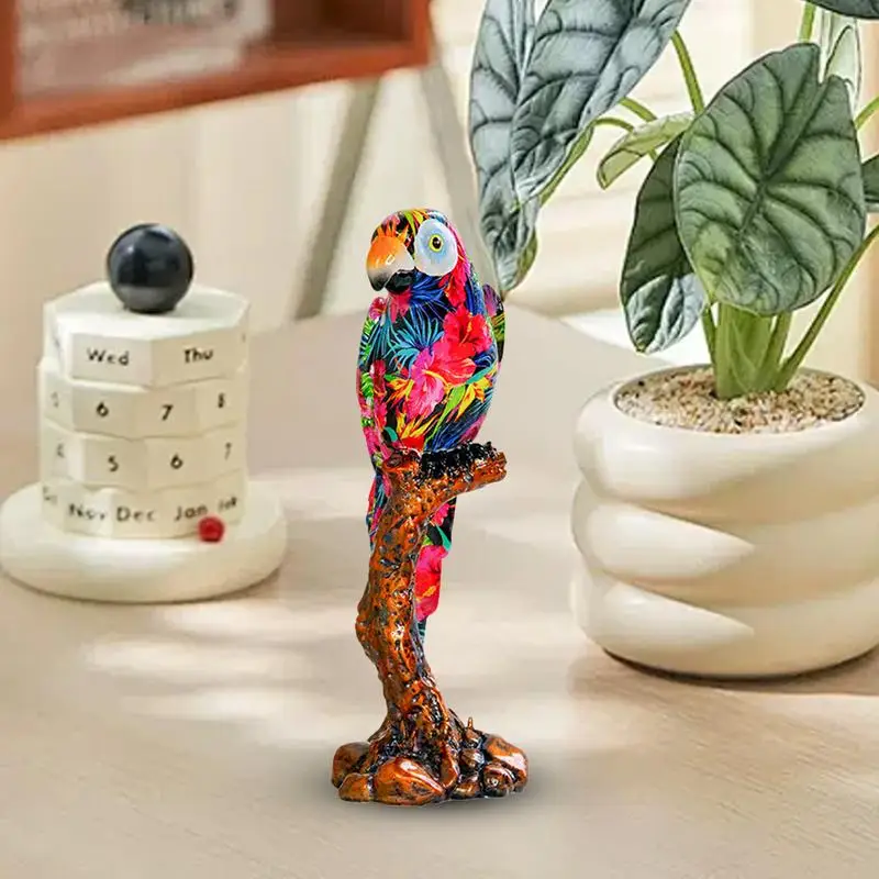 Decorative Figurine Parrots Birds Full Color Resin Bird Statue Collectible Figurines Home Décor Accents Creative For Home