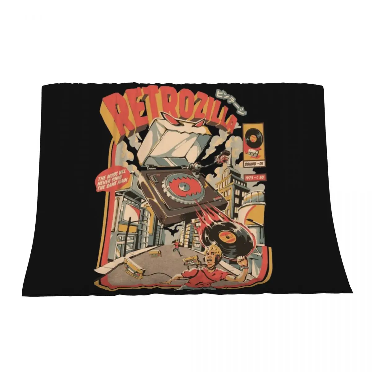 

Retro Soundzilla - Black Throw Blanket Hairys Multi-Purpose Plaid Decoratives Blankets