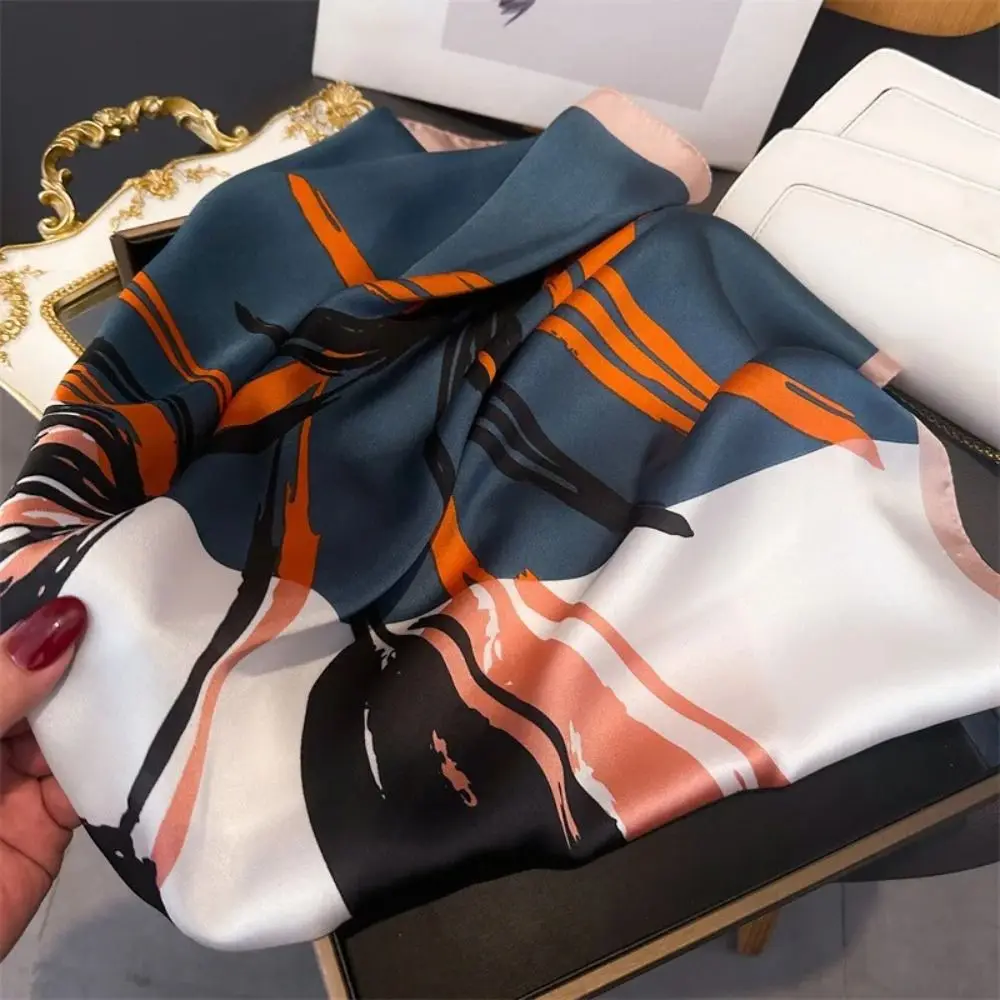 Luxury Polyester Lily Scarves Wrap Square 70x70cm Silk Shawl Versatile Ribbon Headband Women Fashion