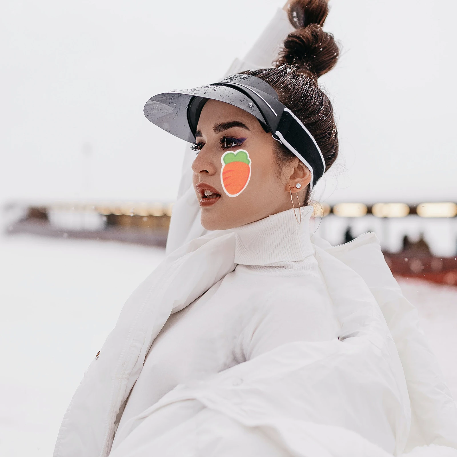 

4Pcs Anti-Freeze Face Sticker Windproof Outdoor Sports Facial Protection Skin-Friendly Breathable Cotton Material for Skiing