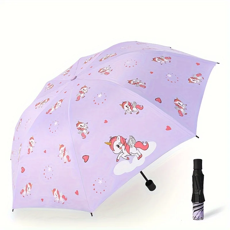 Cute Unicorn Umbrella sunshade Wind and rain resistance Fashionable folding automatic umbrella Travel carrying umbrella gift