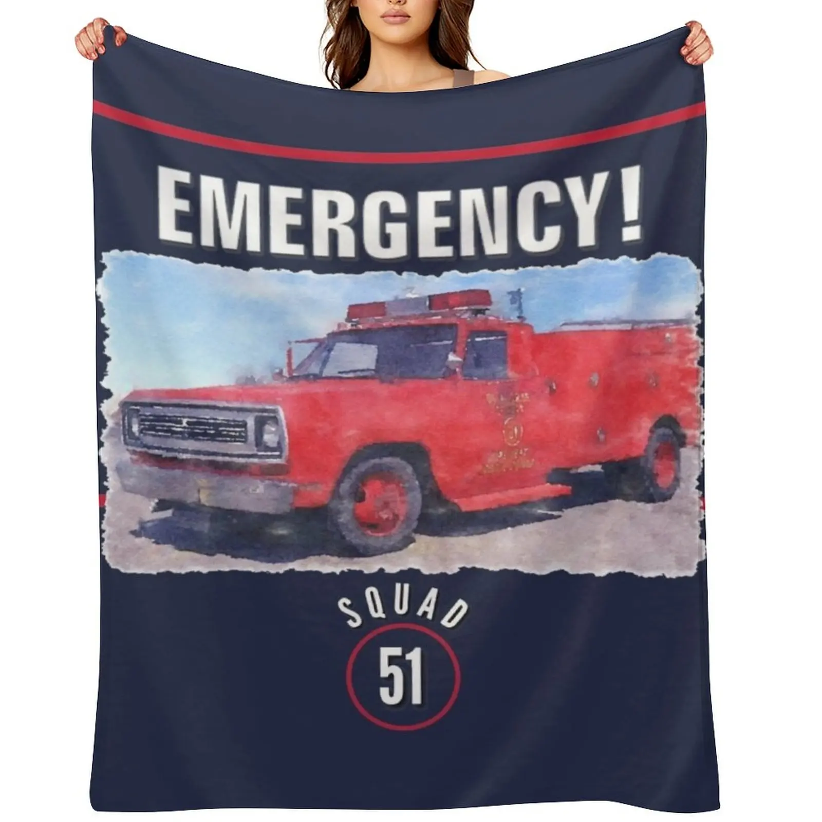 

Emergency Squad 51 Truck Throw Blanket Vintage Thin Decorative Throw Furrys Blankets