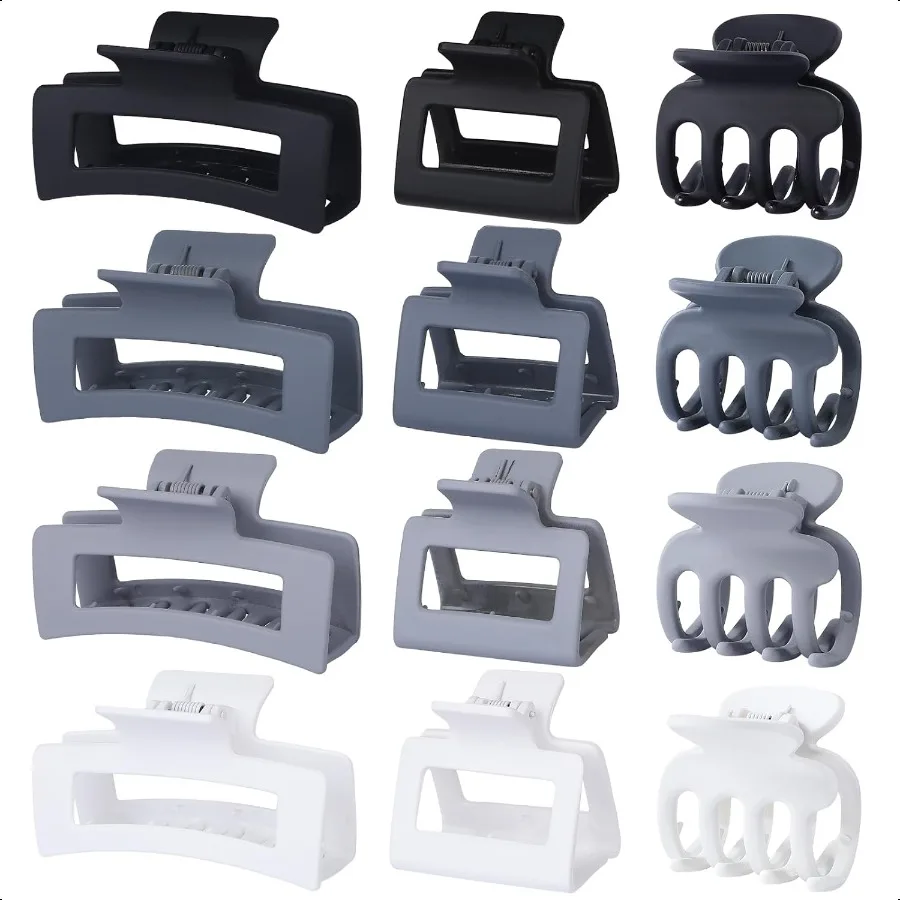 

3 Styles Hair Clips for Women Small Medium Big Claw Clips for Thin Thick Hair 12 Pcs Hair Claw Clips Hair Clips Combination Hai