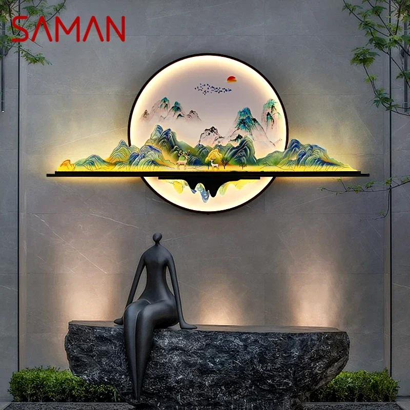 SAMAN Outdoor Mural Lamp LED 1 Meter Diameter Circular Landscape Waterproof Mural Villa Courtyard Garden Decoration Painting