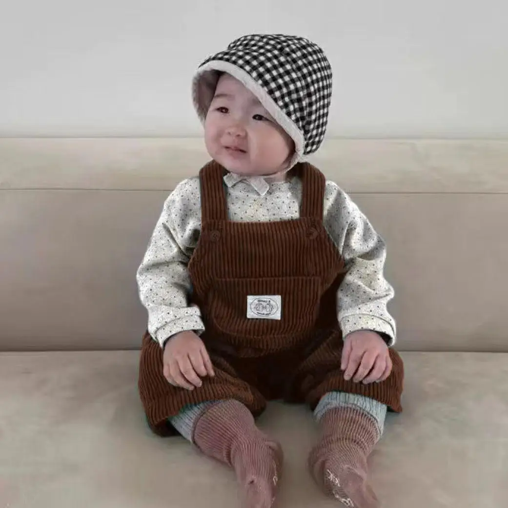 

2025 Autumn New Baby Boy Sleeveless Romper Toddler Girl Corduroy Jumpsuit Kids Casual Overalls Cute Infant Clothes