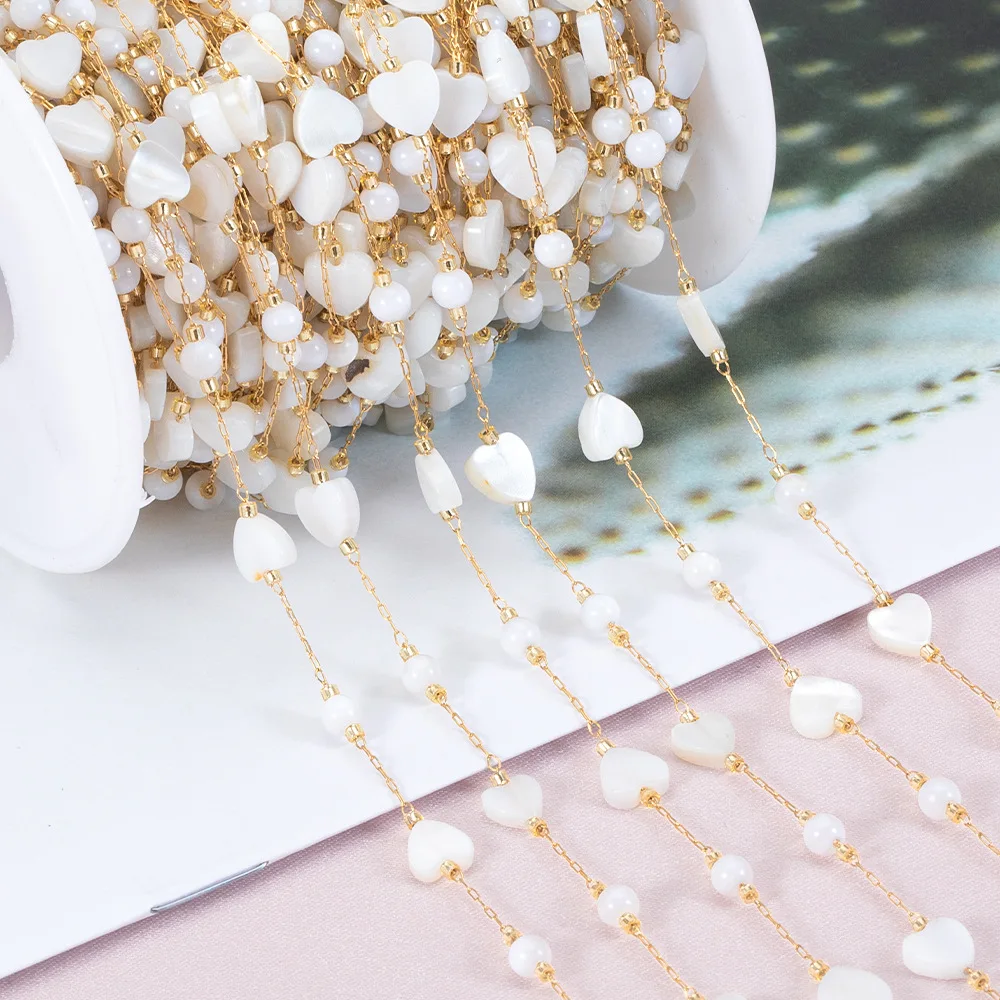 WT-STS021 نوعية جيدة قذيفة الطبيعية القلب ستار شكل دائري سلسلة مجوهرات من صلب لا يصدأ كما التبعي قلادة اليدوية #1