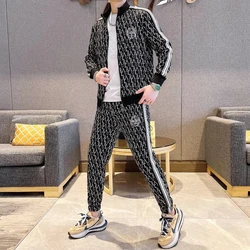 Spring and Autumn Men's Casual Long-sleeved Printed Jacket and Trousers Two-piece Men's Clothing Fashion Trend Sportswear