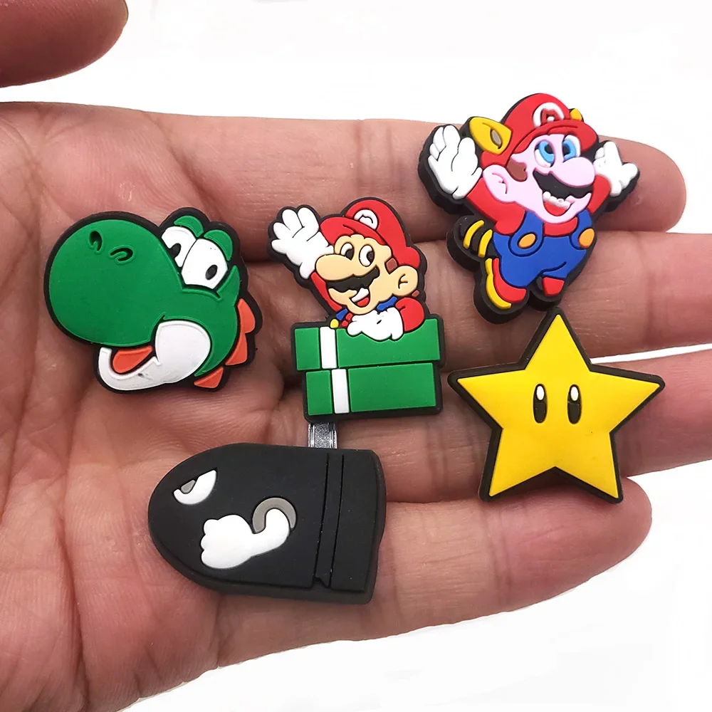 MINISO 27pcs Mario Series Shoe Charms Set For Clogs Bogg Bag Bubble Slides Sandals, PVC Shoe Decorations Beach Bag Accessories