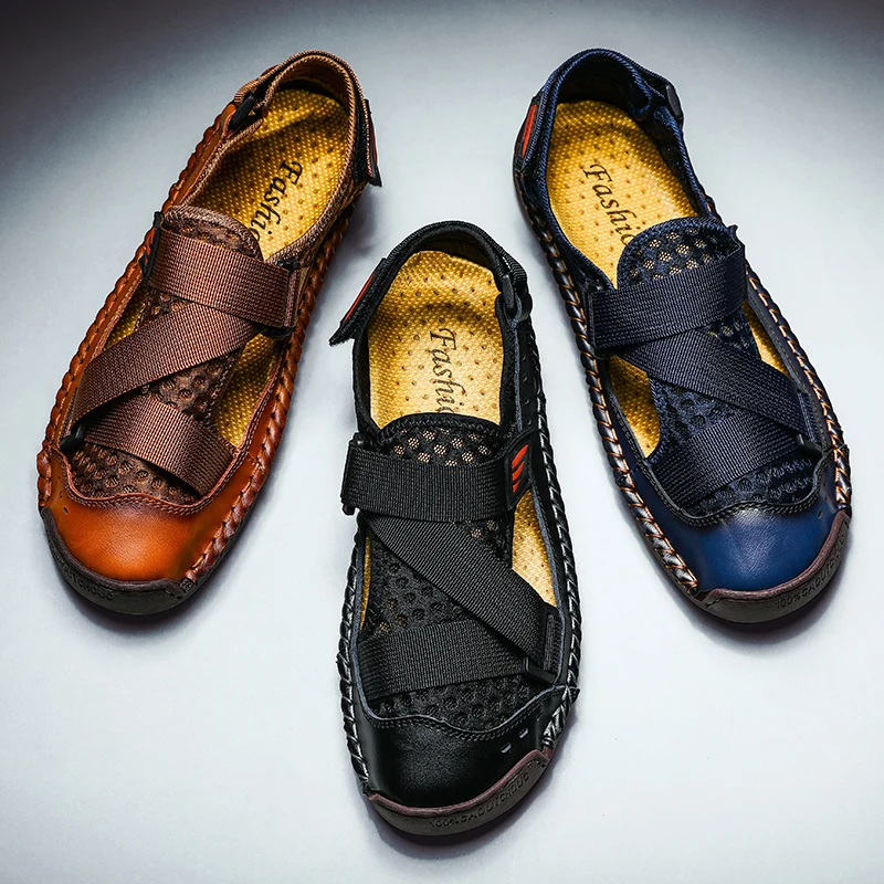 

Mesh shoes men's 2025 new summer breathable men's shoes, large mesh soft sole, one foot kicking hole shoes, casual