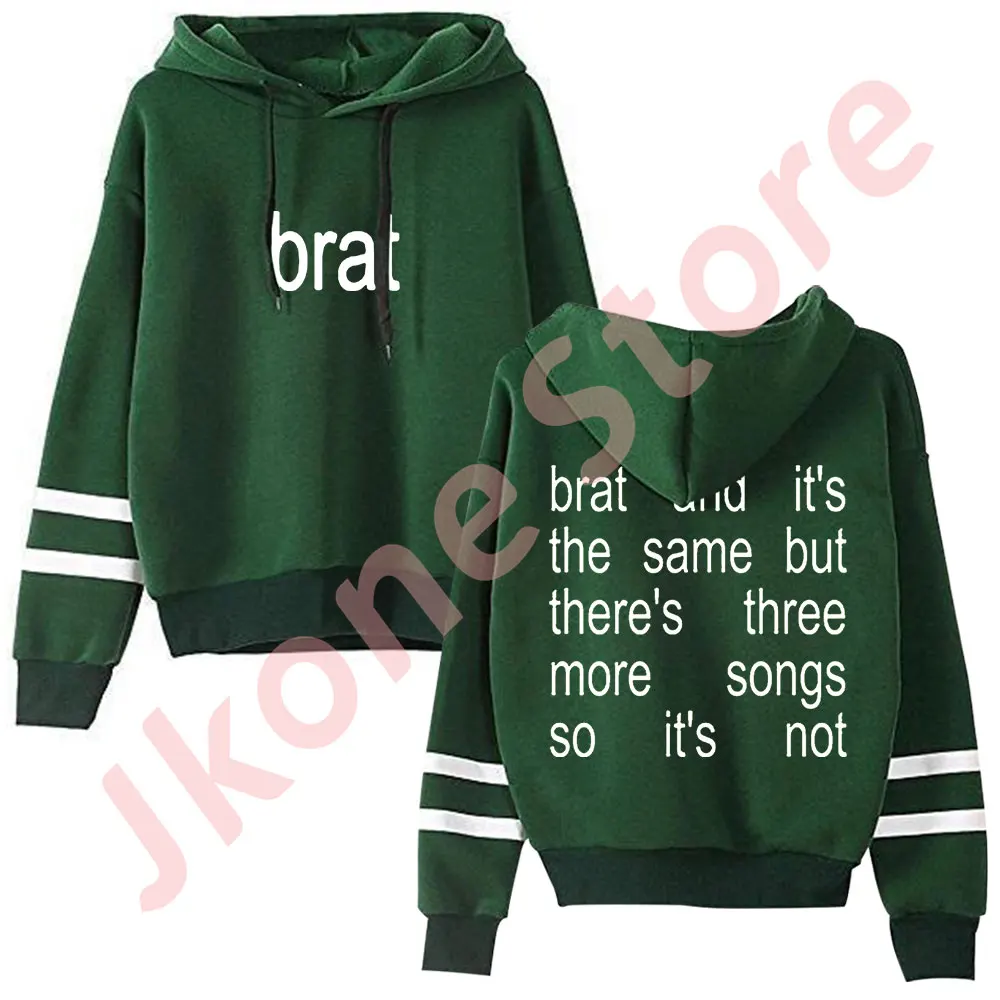 Charli XCX Brat Remix Merch Pullover Hoodies Unisex Fashion HipHop Pocketless Parallel Bars Sleeve Streetwear