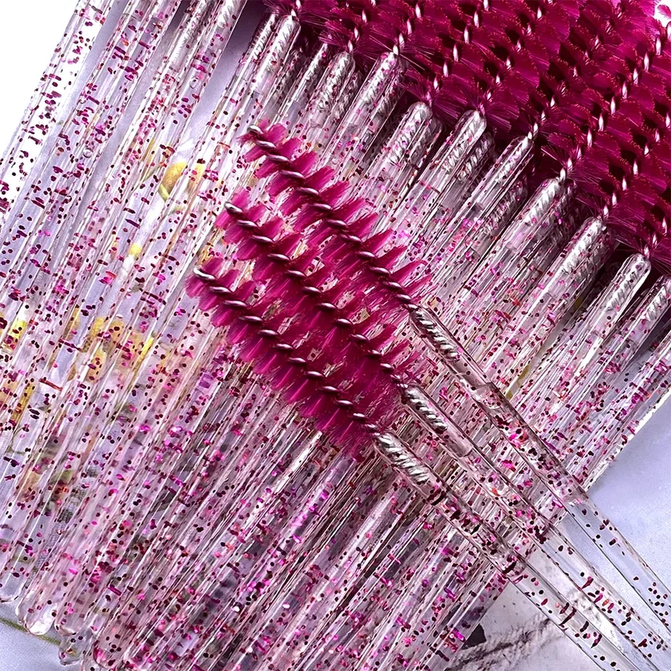 50 brochas de maquillaje desechables para cejas de cristal, mango de diamante, aplicador de máscara, herramientas para extensión de pestañas 2