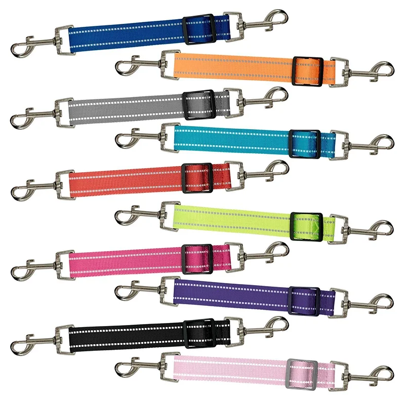 Heavy Duty Reflective Dog Safety Collar Clip with 360° Swivel Polyamide Leash Attachment Adjustable Length For Vertical Pressure