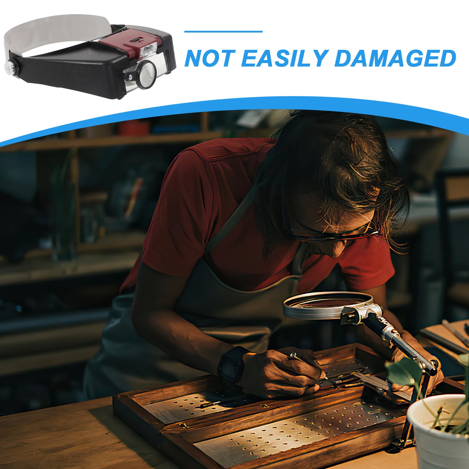 

2 LED Style Magnifier with Rotatable for Detailed Work DIY Crafting Home Office Use Headband Magnifying Glass