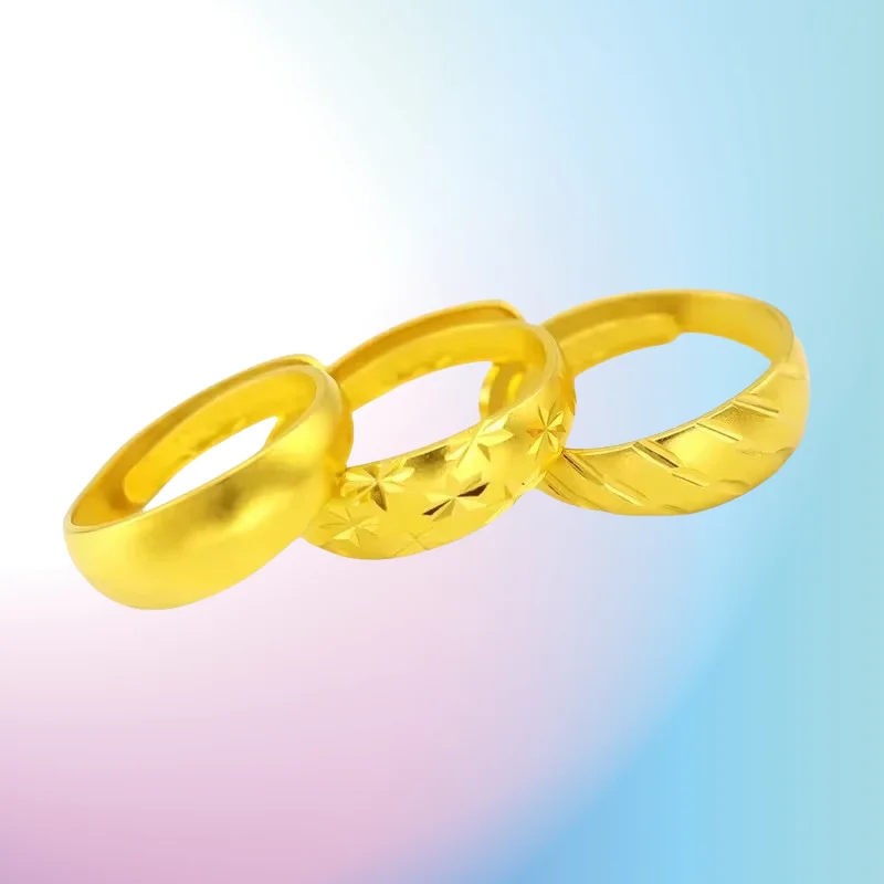 

new 9999 Real Gold 24K Gold Version Ancient Classic Retro Gypsy Ring Fashion Printing Sandblasting Meteor Shower Men's Ring