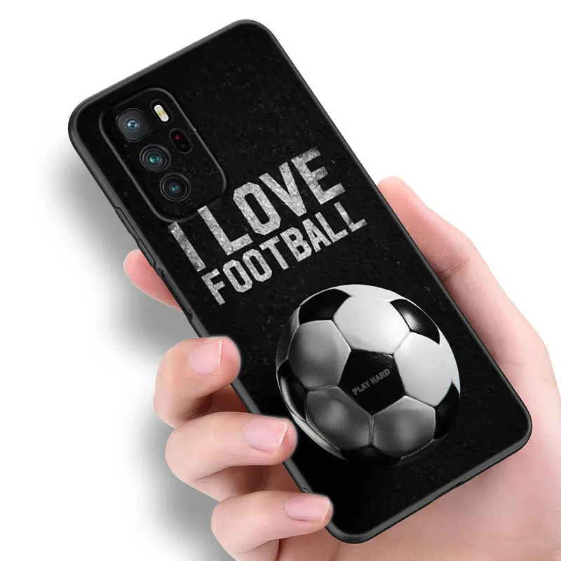 Fire Football Soccer Ball Black Silicone Phone Case For Xiaomi Redmi Note 9 10 11 12 13 Pro Plus 11S 4G 11T 5G 9S 10S 12S