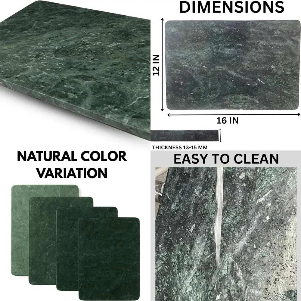

Разделочная доска с зеленым мрамором и нескользящими ножками, 12x16 дюймов, для использования в кондитерских изделиях и подставки