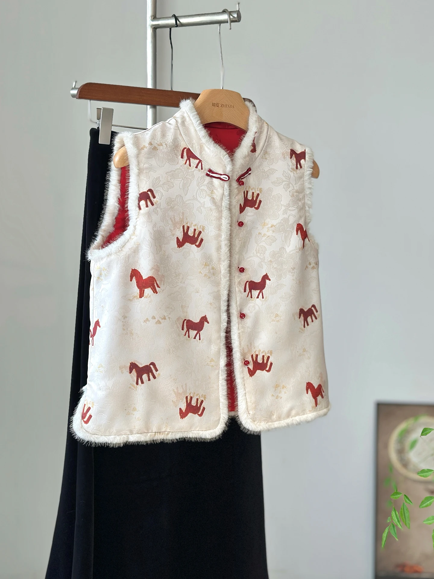 

Double-Sided Wear Thiened Cotton Jaeted Red Chinese Sle Vest Warm Autumn Winter Outerwear Faionable Anti-Aging