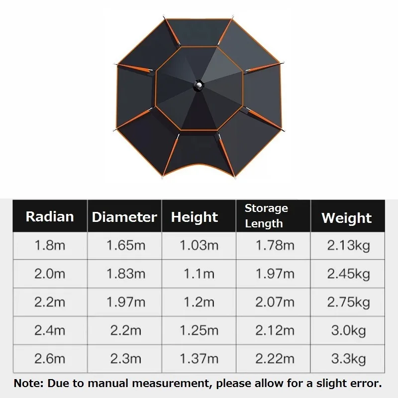 Folding Fishing Umbrella 1.8-2.6M Double-Layer Rainproof Sun Protection Parasol Fishing Umbrella Anti UV Sunshade Beach Umbrella