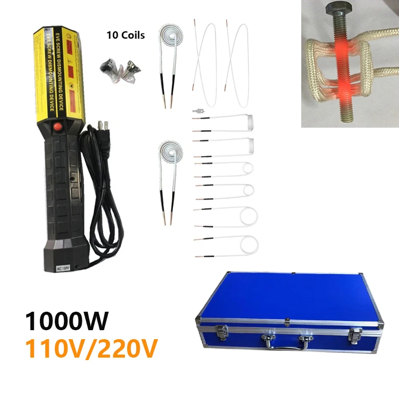 1000W Magnetic Induction Heater Kit 110/220V Automotive 1000W Flameless Heat Induction Heating Machine 8/10Coils Car Repair Tool