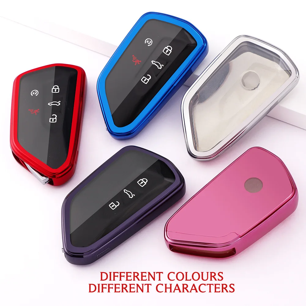 Fashion TPU Car Key Case Cover Shell Fob for Volkswagen VW Golf 8 Touareg ID.3 ID.4X ID.6X ID.4CROZZ Talagon 3 To 7 Buttons.