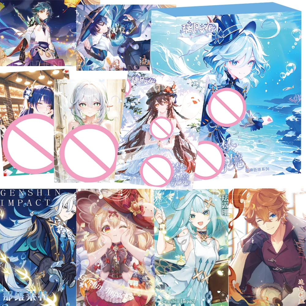 

Genshin Impact Collection Cards Kamisato Ayaka Furina Color Paper Series Gorgeous Elegant Exquisite Hobby Game Card Special Gift