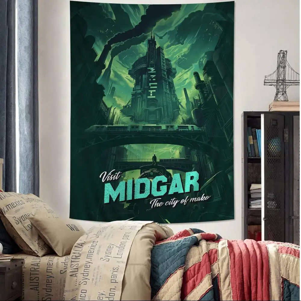 F-Final F-Fantasy سلسلة الألعاب معلقة البوهيمي نسيج معلق التارو الهبي جدار السجاد النوم جدار الشنق ديكور المنزل #6