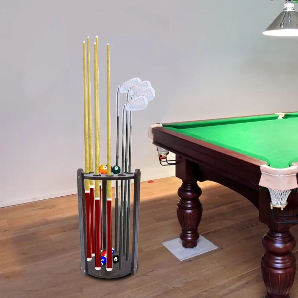 9 Holes-Wood Billiards Cue Stand Pool Billiards Stick Holder Floor Stand Club Organizer Display Stand