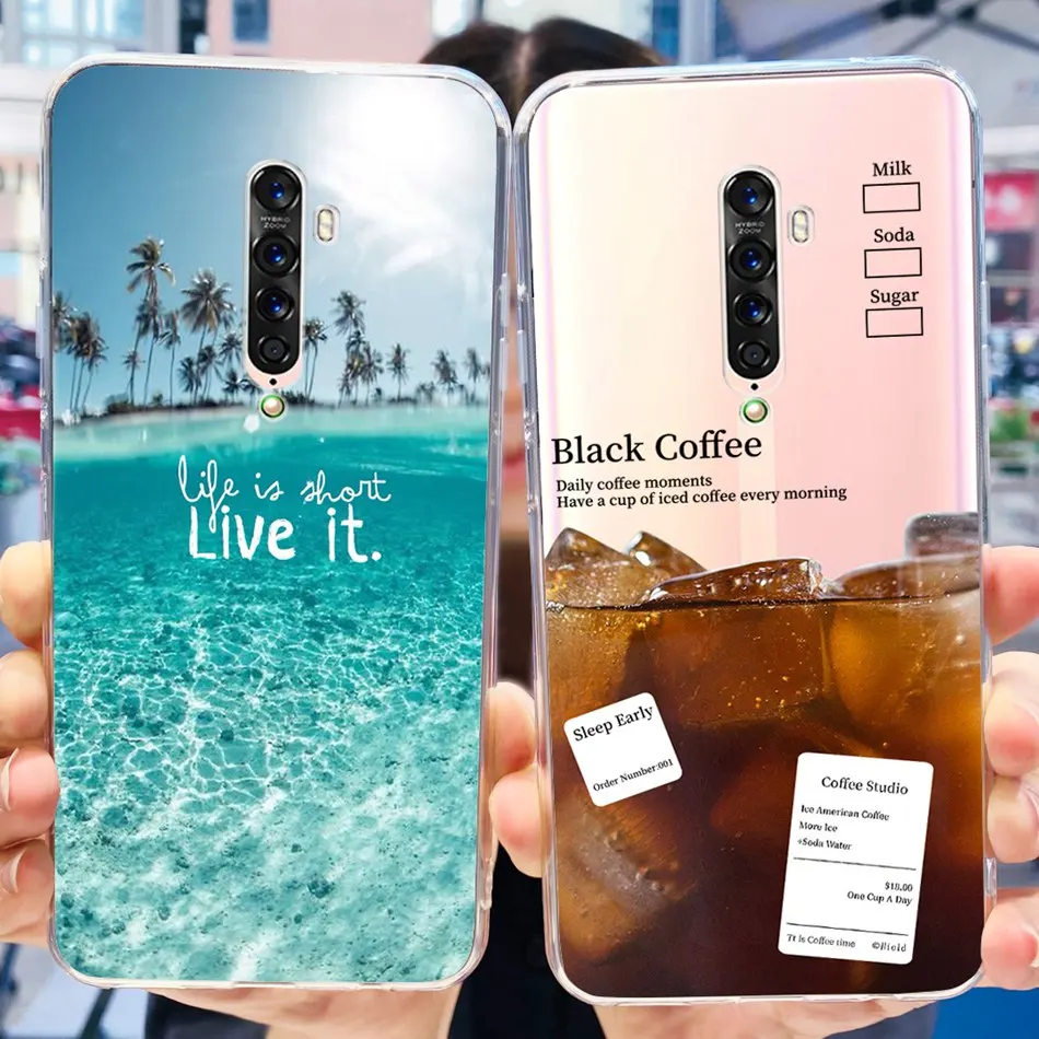 For OPPO Reno2 2F 2Z Phone Case Reno 2 Reno2 F / Z Elegant Printing Soft Silicone Clear TPU Back Cover