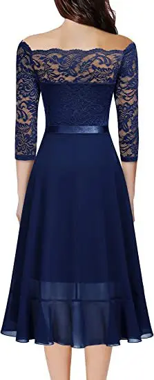 New MIDI skirt quickly sell Europe and the United States a line collar mid-sleeve sexy lace chiffon dress