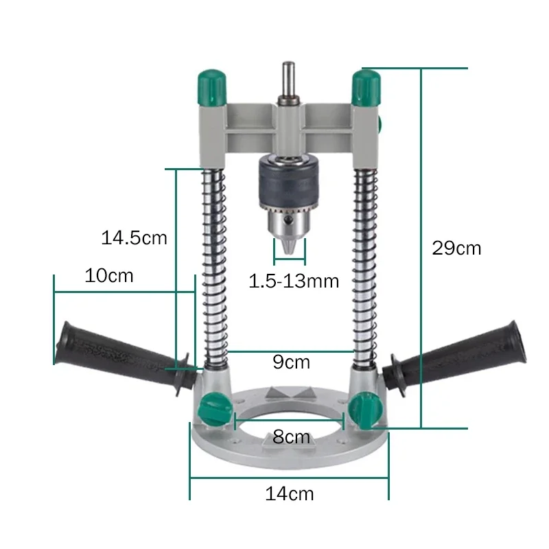 1.5mm-13mm Drill Guide Stand Electric Pipe Hand Drill Holder with Adjustable Precision Angle Removable Handle Woodworking Tool