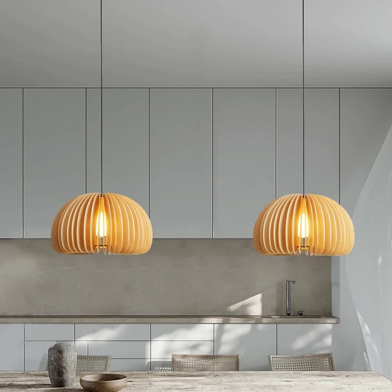 TechHPNordic Modern Wood Design LED Pendant Lamp For Dining Room Kitchen Bar Living Room Bedroom