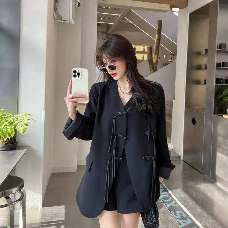 Insozkdg Versatile Practical French Chic Black Blazer Women 2024 Spring Autumn New Oversized Loose Casual Suit Women Clothing